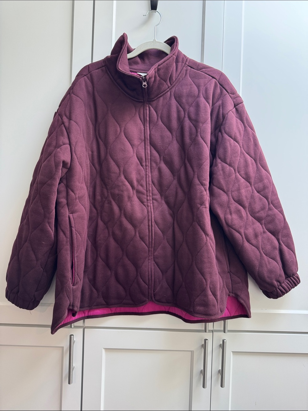 Lands' End Quilted Fleece Utility Jacket in Plum